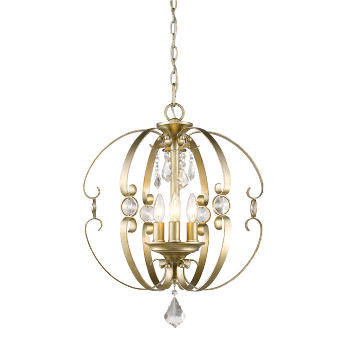 Golden 1323-3P WG Three Light Pendant, White Gold