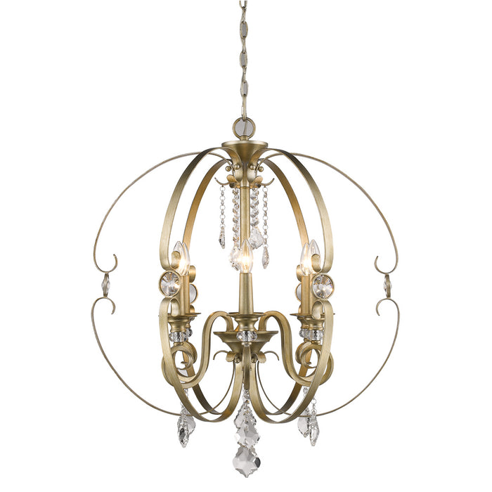 Golden 1323-6 WG Six Light Chandelier, White Gold