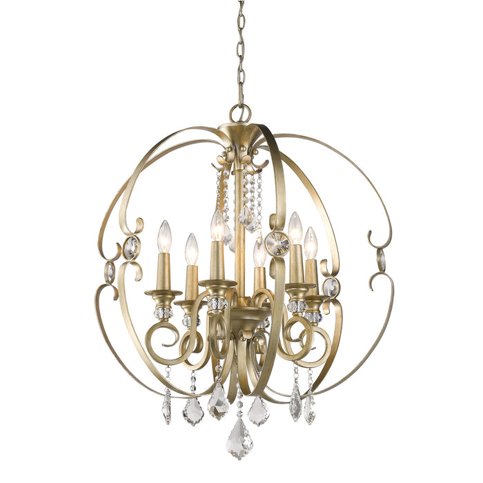Golden 1323-6 WG Six Light Chandelier, White Gold