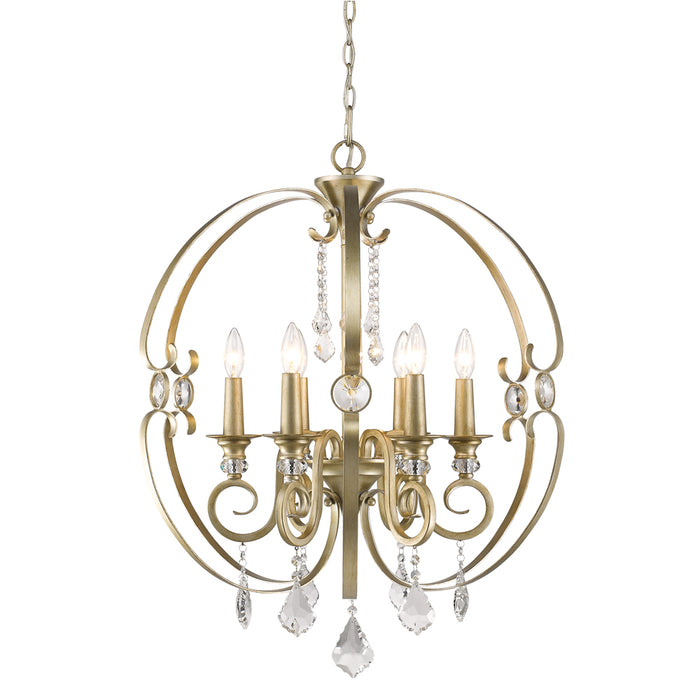 Golden 1323-6 WG Six Light Chandelier, White Gold