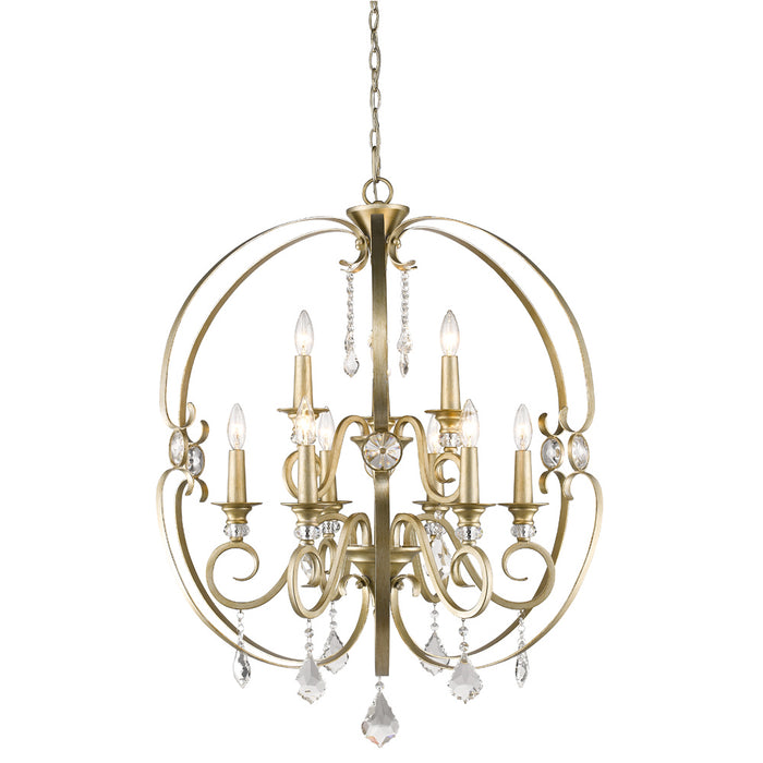 Golden 1323-9 WG Nine Light Chandelier, White Gold