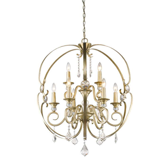 Golden 1323-9 WG Nine Light Chandelier, White Gold
