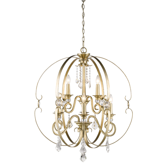 Golden 1323-9 WG Nine Light Chandelier, White Gold