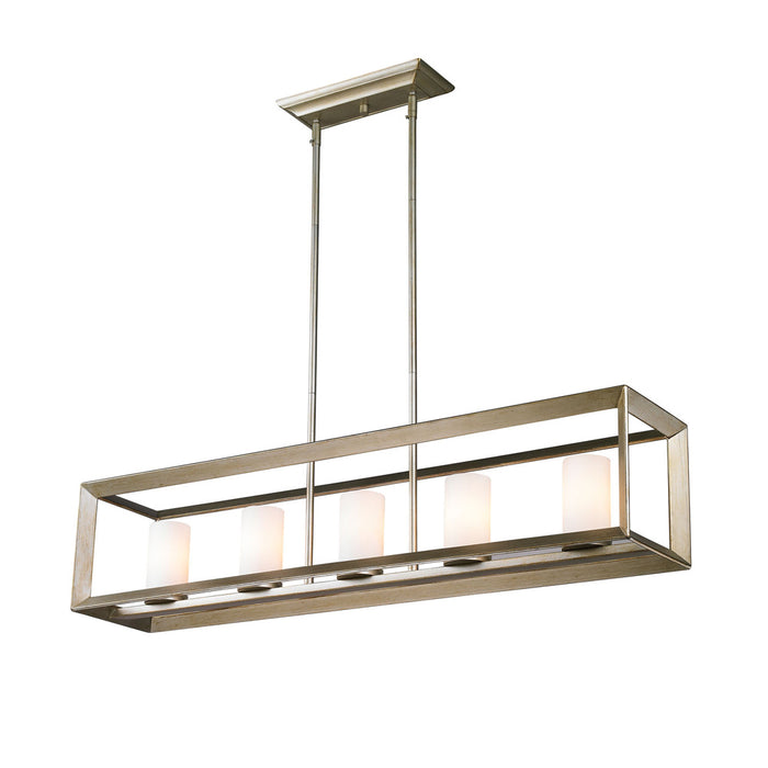 Golden 2073-LP WG Five Light Linear Pendant, White Gold