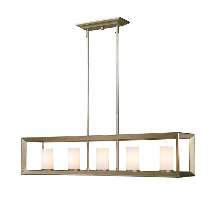 Golden 2073-LP WG Five Light Linear Pendant, White Gold