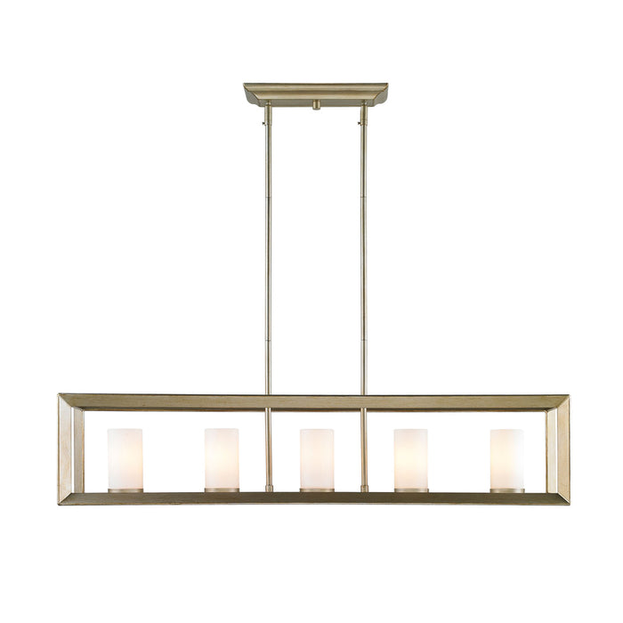 Golden 2073-LP WG Five Light Linear Pendant, White Gold