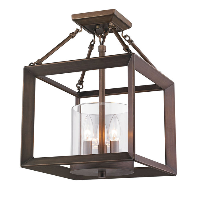 Golden 2073-SF GMT Three Light Semi-Flush Mount, Gunmetal Bronze