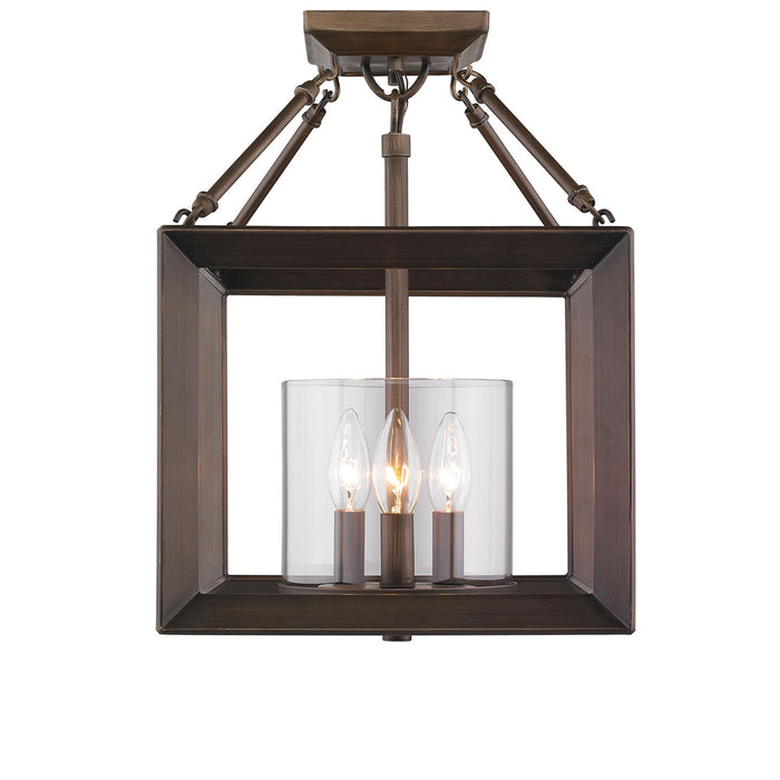Golden 2073-SF GMT Three Light Semi-Flush Mount, Gunmetal Bronze