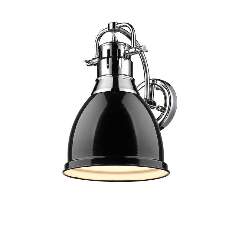 Golden 3602-1W CH-BK One Light Wall Sconce, Chrome