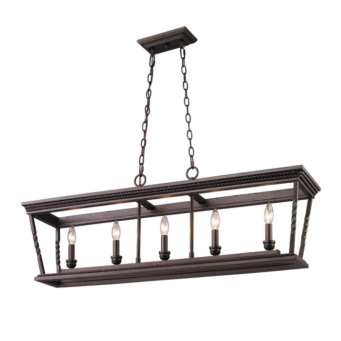 Golden 4214-LP EB Five Light Linear Pendant, Etruscan Bronze