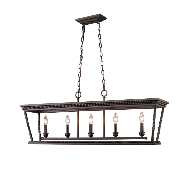 Golden 4214-LP EB Five Light Linear Pendant, Etruscan Bronze