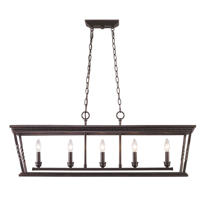 Golden 4214-LP EB Five Light Linear Pendant, Etruscan Bronze
