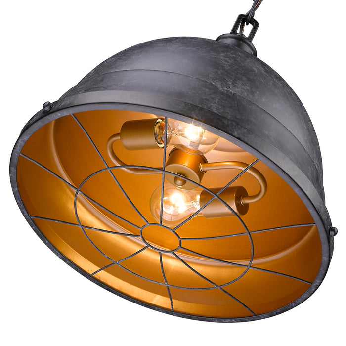 Golden 7312-L BP Two Light Pendant, Black Patina