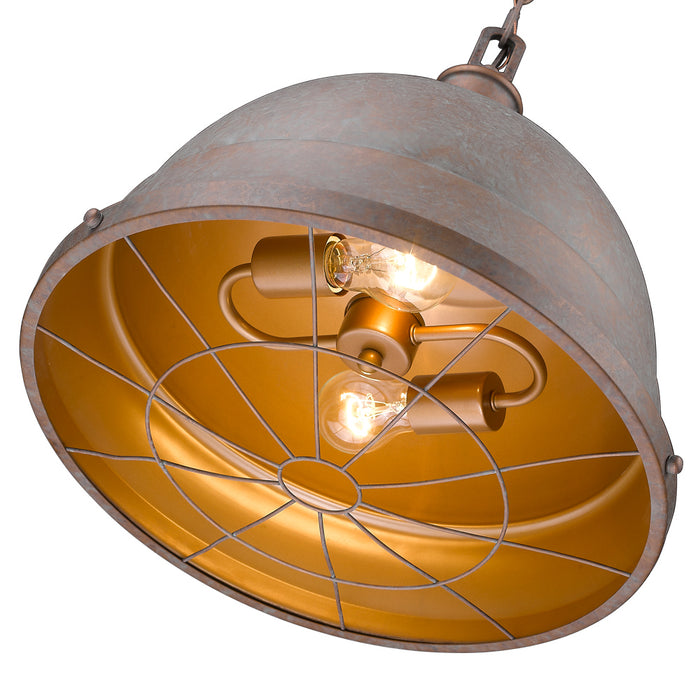 Golden 7312-L CP Two Light Pendant, Copper Patina
