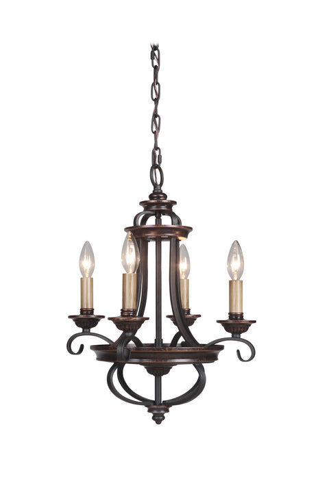 Craftmade 38724-AGTB Four Light Chandelier, Aged Bronze/Textured Black