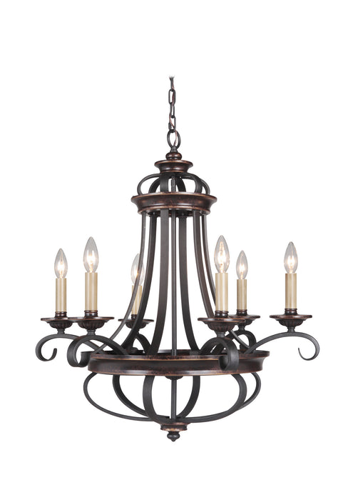 Craftmade 38726-AGTB Six Light Chandelier, Aged Bronze/Textured Black