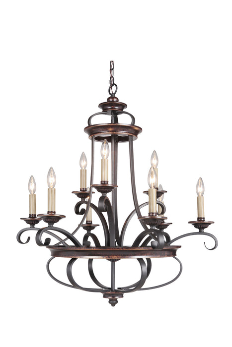 Craftmade 38729-AGTB Nine Light Chandelier, Aged Bronze/Textured Black