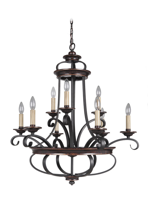 Craftmade 38729-AGTB Nine Light Chandelier, Aged Bronze/Textured Black