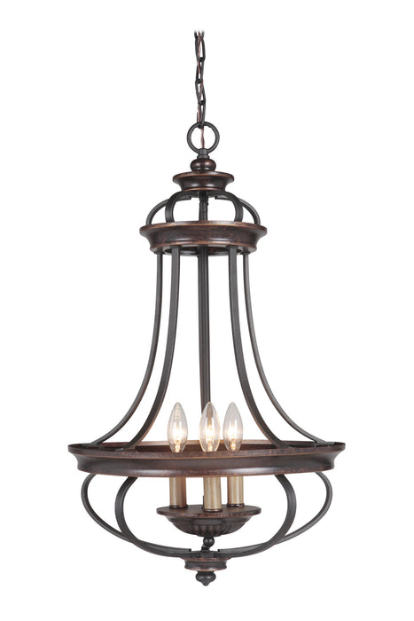 Craftmade 38733-AGTB Three Light Foyer Chandelier, Aged Bronze/Textured Black