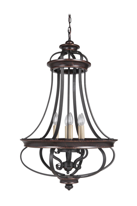 Craftmade 38736-AGTB Six Light Foyer Chandelier, Aged Bronze/Textured Black