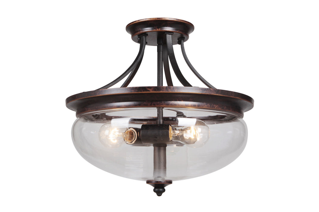 Craftmade 38753-AGTB Three Light Semi Flush Mount, Aged Bronze/Textured Black