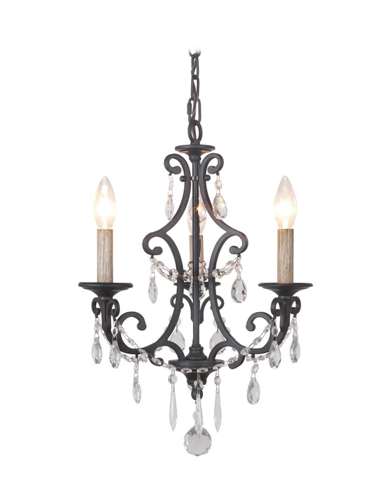 Craftmade 38923-MBK Three Light Chandelier, Matte Black