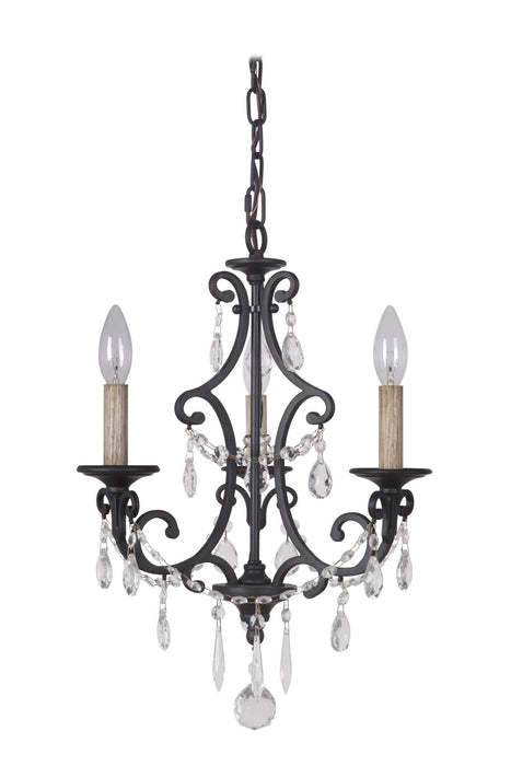 Craftmade 38923-MBK Three Light Chandelier, Matte Black