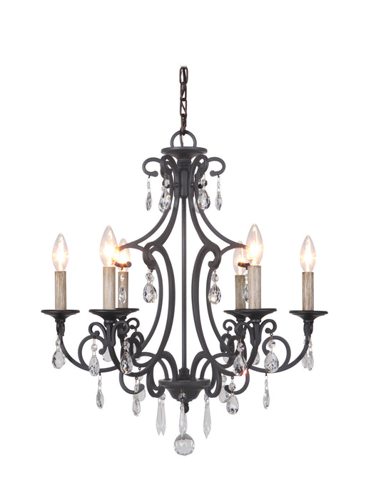 Craftmade 38926-MBK Six Light Chandelier, Matte Black