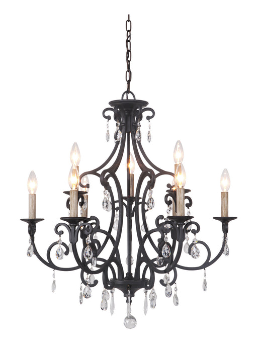Craftmade 38929-MBK Nine Light Chandelier, Matte Black