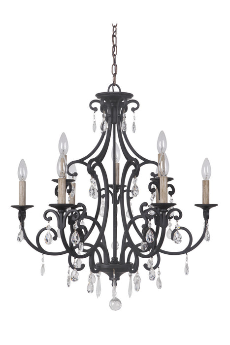Craftmade 38929-MBK Nine Light Chandelier, Matte Black