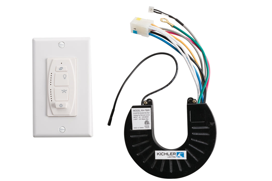 Kichler 370036WHTR 6 Speed DC Wall Transmitter, White Material (Not Painted)