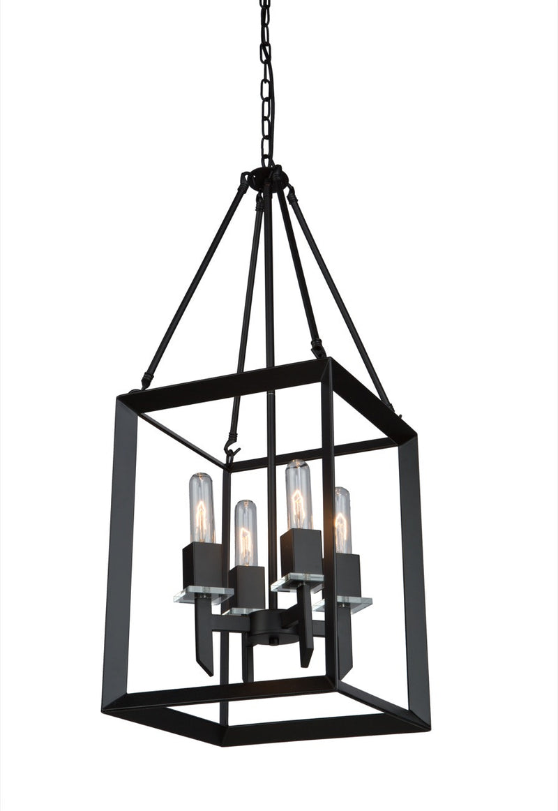 Artcraft AC10064 Four Light Chandelier, Matte Black