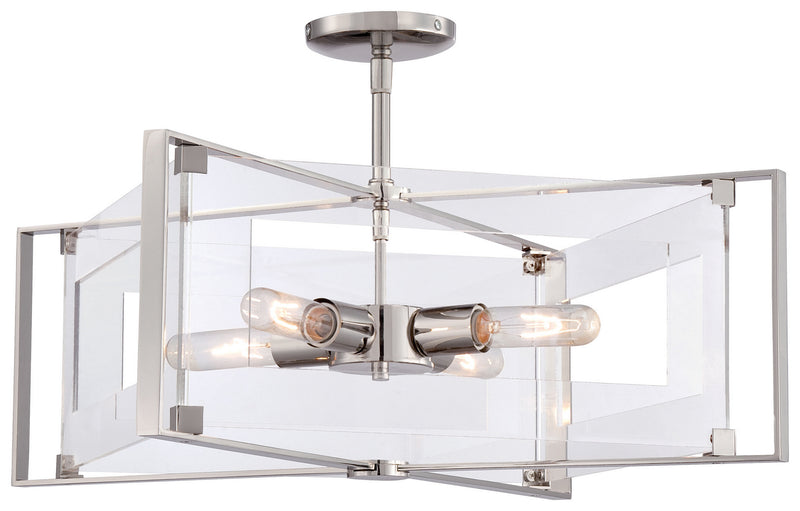 George Kovacs P1403-613 Four Light Convertible Semi Flush / Pendant, Polished Nickel