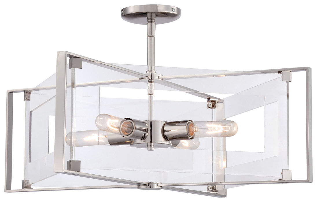 George Kovacs P1403-613 Four Light Convertible Semi Flush / Pendant, Polished Nickel