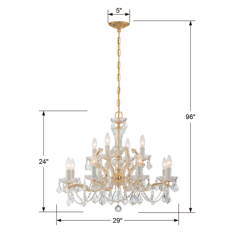 Crystorama 4479-GD-CL-S 12 Light Chandelier, Gold