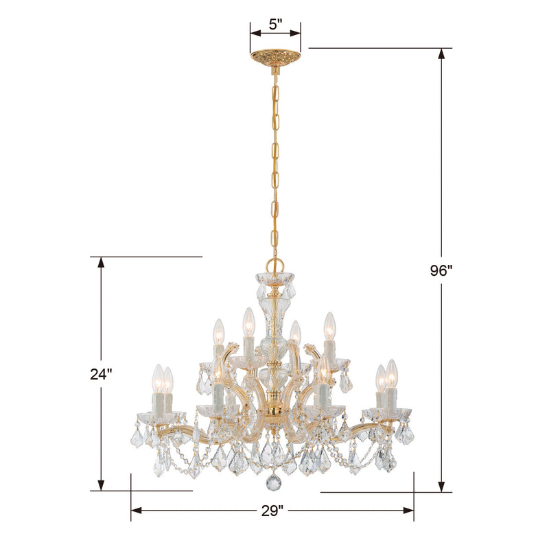 Crystorama 4479-GD-CL-SAQ 12 Light Chandelier, Gold