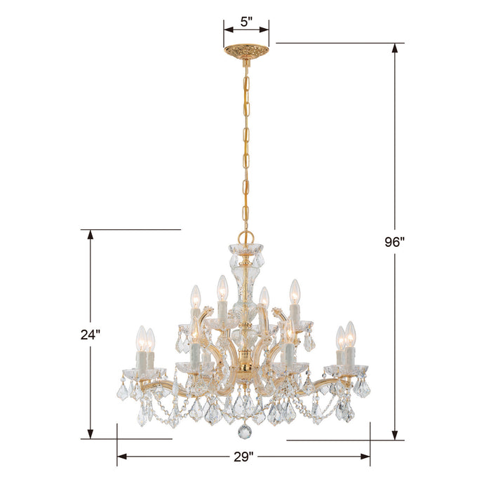 Crystorama 4479-GD-CL-SAQ 12 Light Chandelier, Gold
