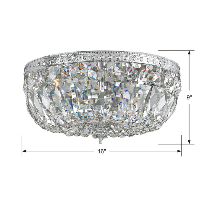 Crystorama 716-CH-CL-MWP Three Light Flush Mount, Polished Chrome