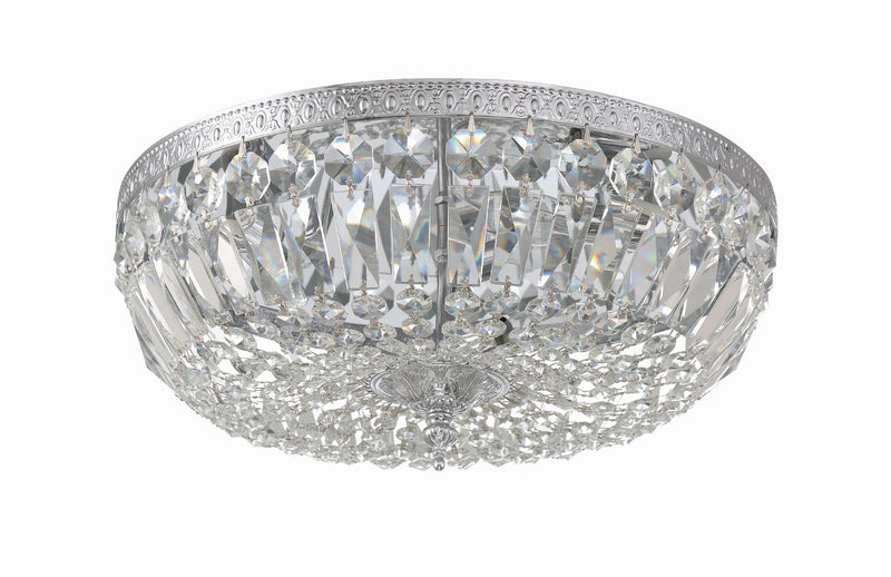 Crystorama 716-CH-CL-MWP Three Light Flush Mount, Polished Chrome