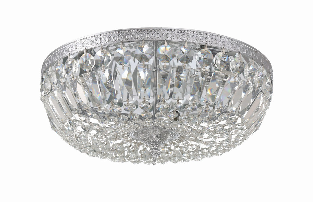 Crystorama 716-CH-CL-MWP Three Light Flush Mount, Polished Chrome