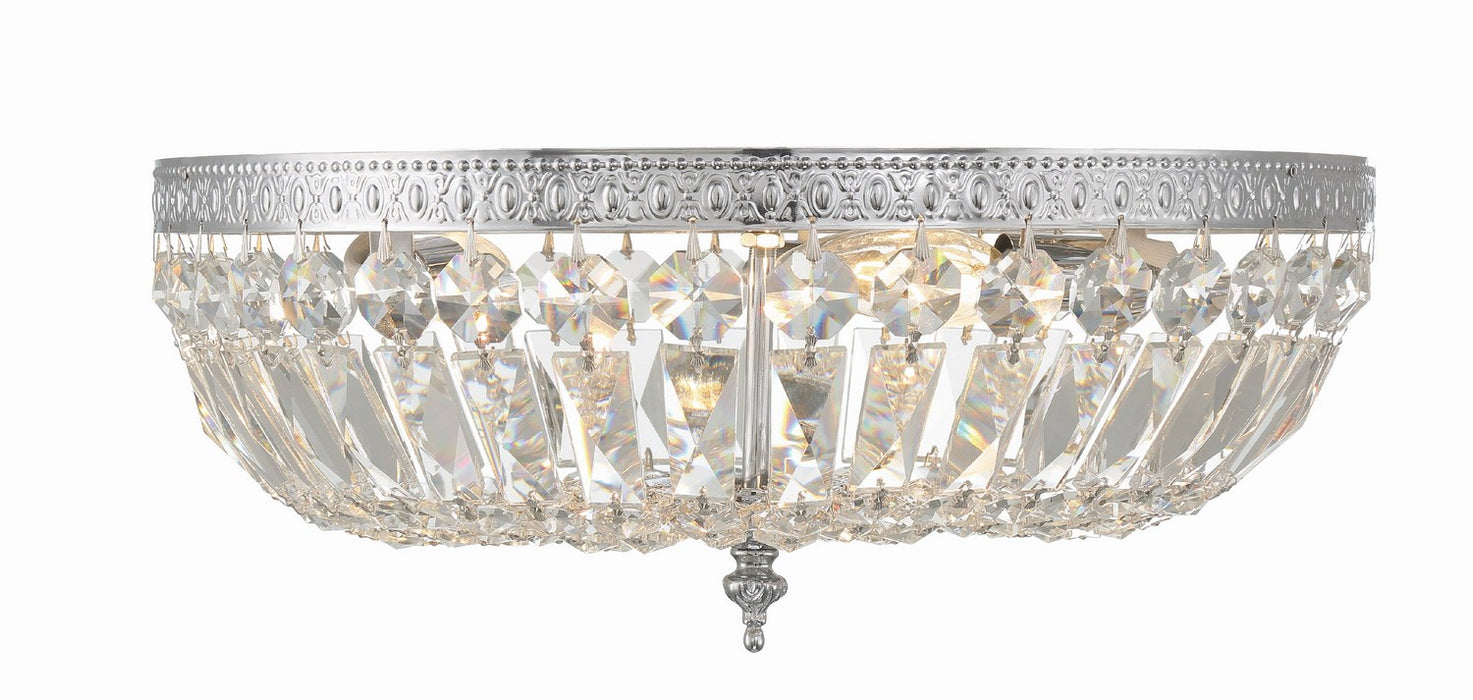 Crystorama 716-CH-CL-MWP Three Light Flush Mount, Polished Chrome