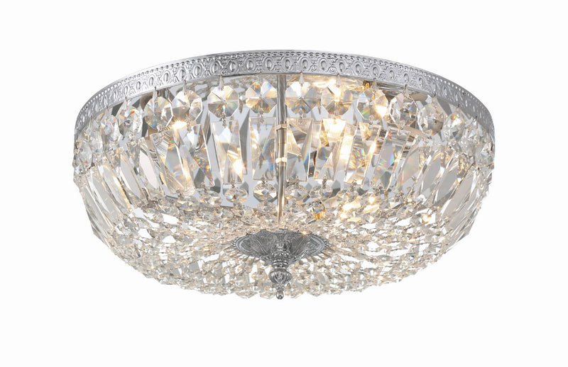 Crystorama 716-CH-CL-MWP Three Light Flush Mount, Polished Chrome