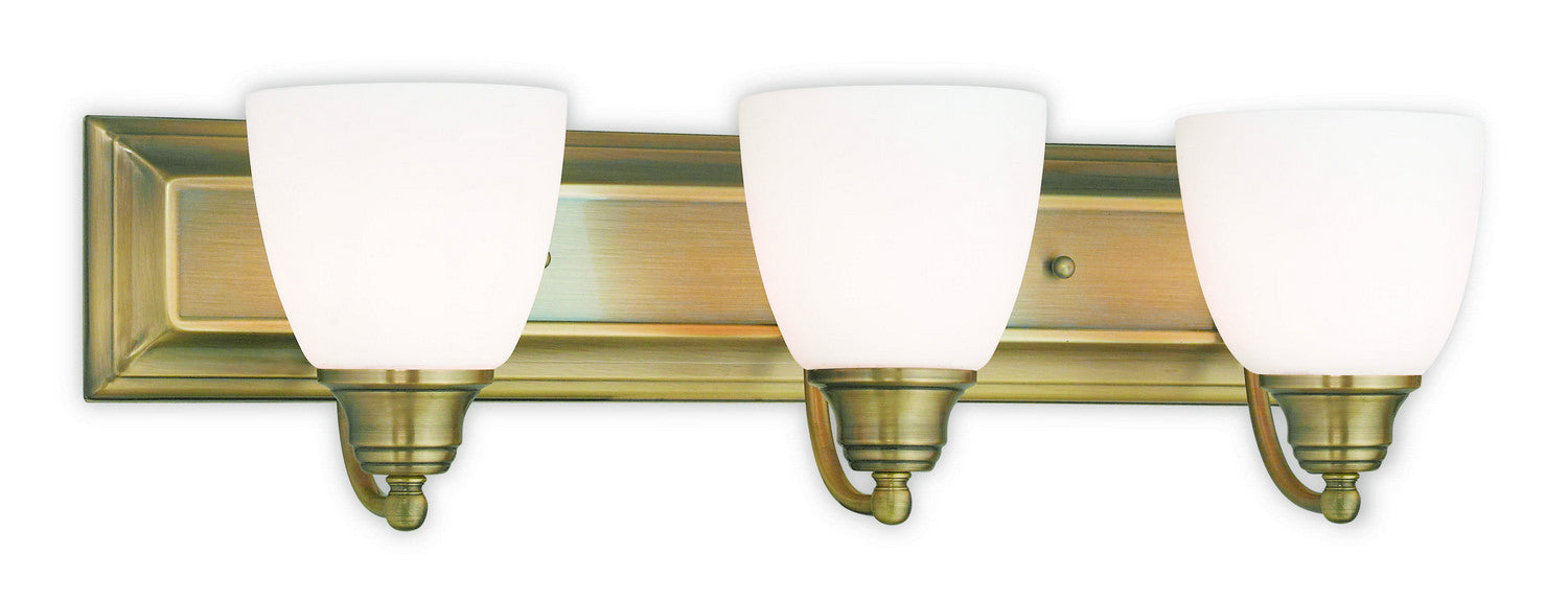 Livex Lighting 10503-01 Three Light Bath Vanity, Antique Brass