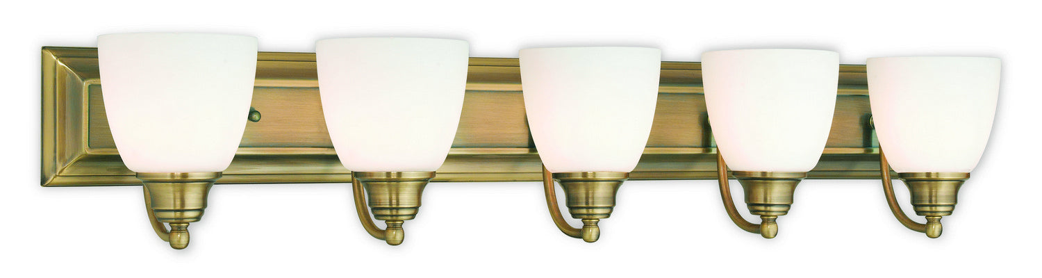 Livex Lighting 10505-01 Five Light Bath Vanity, Antique Brass