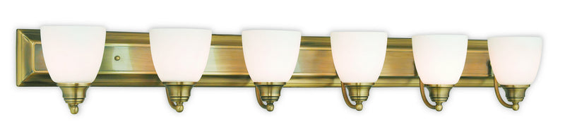 Livex Lighting 10506-01 Six Light Bath Vanity, Antique Brass