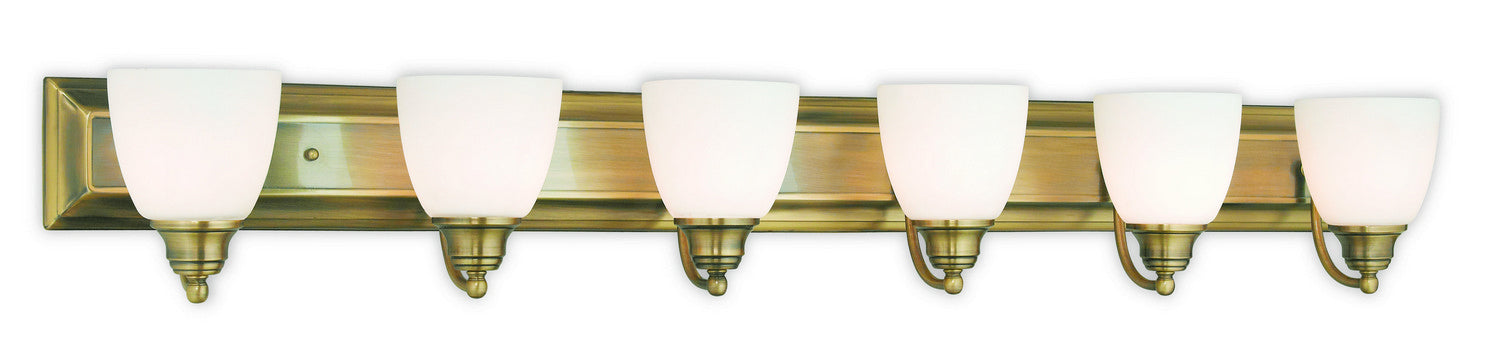 Livex Lighting 10506-01 Six Light Bath Vanity, Antique Brass