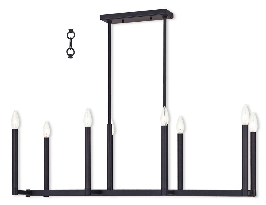 Livex Lighting 40258-07 Eight Light Linear Chandelier, Bronze
