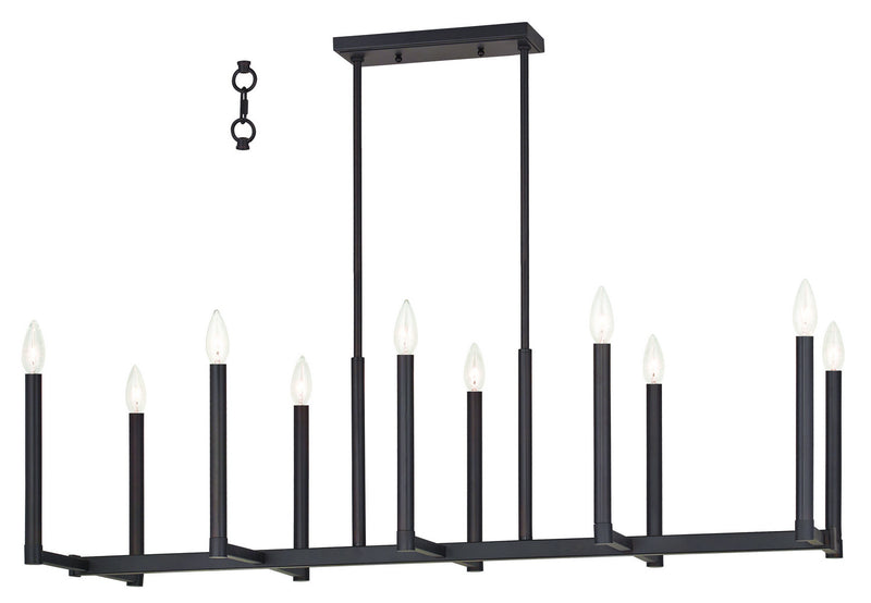 Livex Lighting 40259-07 Ten Light Linear Chandelier, Bronze