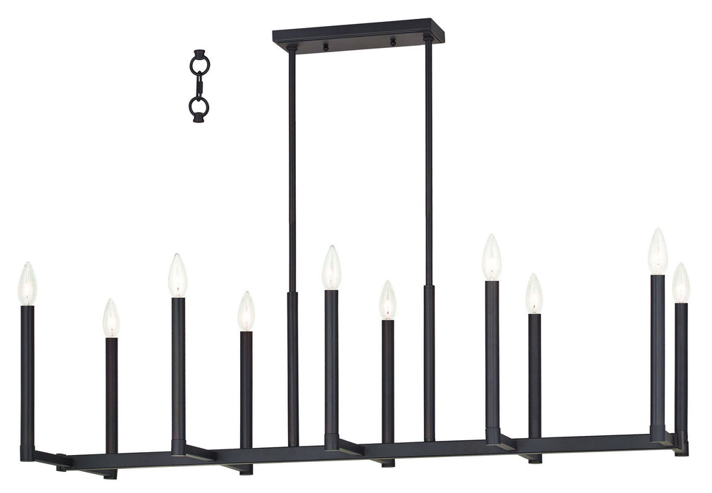 Livex Lighting 40259-07 Ten Light Linear Chandelier, Bronze