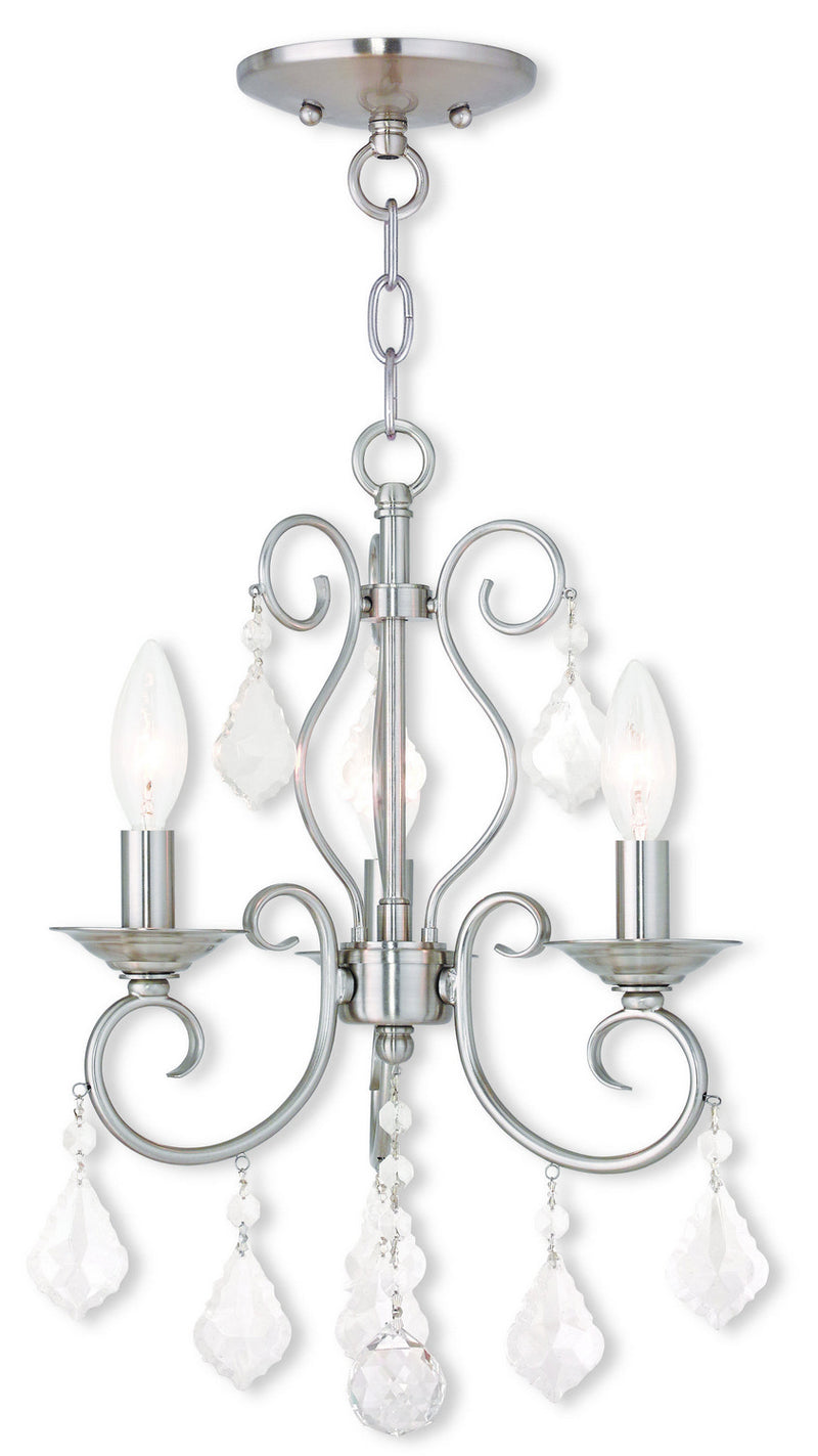Livex Lighting 50763-91 Three Light Mini Chandelier/Ceiling Mount, Brushed Nickel